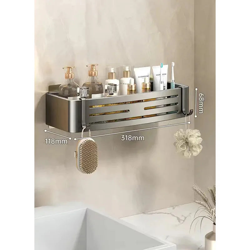 Punch-Free Bathroom Shelf Wall Mounted Shampoo Makeup Storage Holder Kitchen Toilet Square Self Adhesive No Drill Shower Shelves