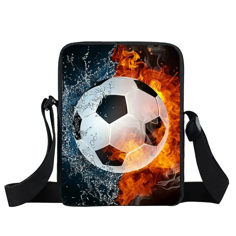 Cool Footbally / Soccerly Print Messenger Bag Girls Boys Handbags Children Shoulder Bag for Travel Kids Satchel Bookbags