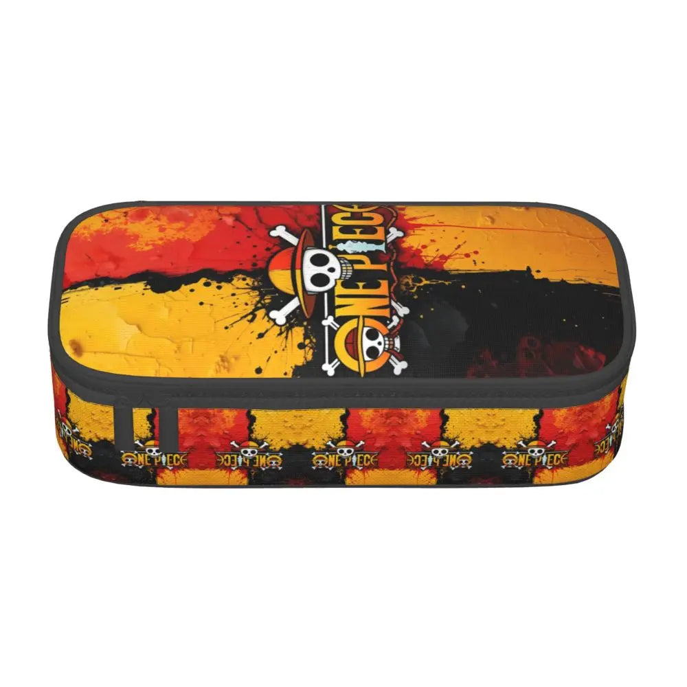 Custom One P-Pieces Cute Pencil Case Boys Girls Large Capacity Straw Hat Pirates Skull Pencil Bag Students Stationery