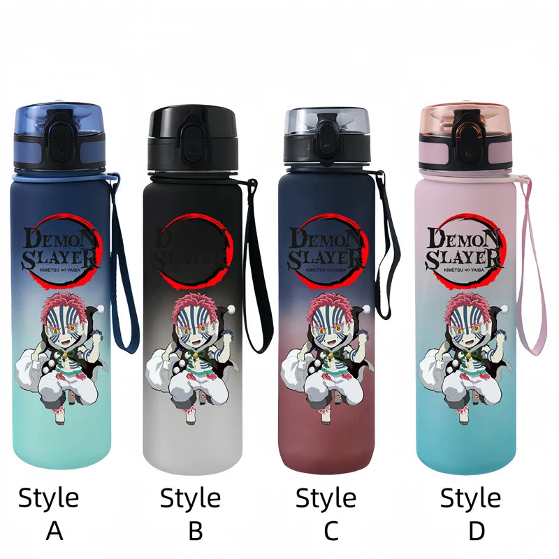 Demon Slayer 650ml Cartoon Characters Portable Water Cup Large Capacity Outdoor Sports Plastic Leak-proof Water Bottle Gift