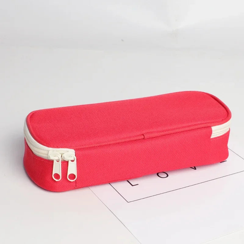 1 Piece Simplicity Student Pencil Case Creative Fashion Solid Color Pencil Bag High Capacity Canvas Stationery Storage Bag