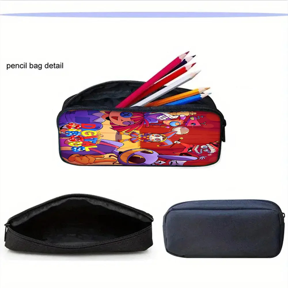 Cartoon A-AmazingS DigitalS Circus Child School Backpack with Lunch Bags ,Pencil Bags ,School Bags for Boys Girls Best Gift