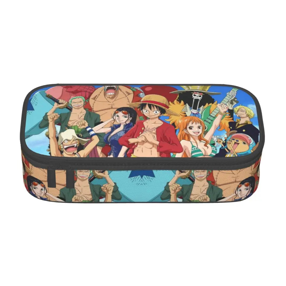 Custom One P-Pieces Cute Pencil Case Boys Girls Large Capacity Straw Hat Pirates Skull Pencil Bag Students Stationery