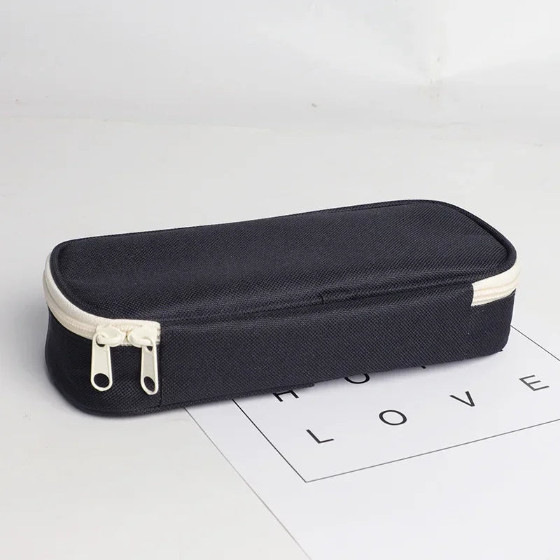 1 Piece Simplicity Student Pencil Case Creative Fashion Solid Color Pencil Bag High Capacity Canvas Stationery Storage Bag