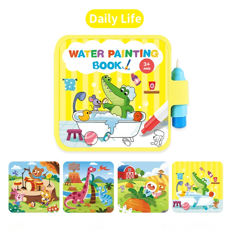 Reusable Water Drawing Doodle Book with Magic Pen, Kids Coloring Drawing Board, Early Educational Toy, Birthday Gift for Kids