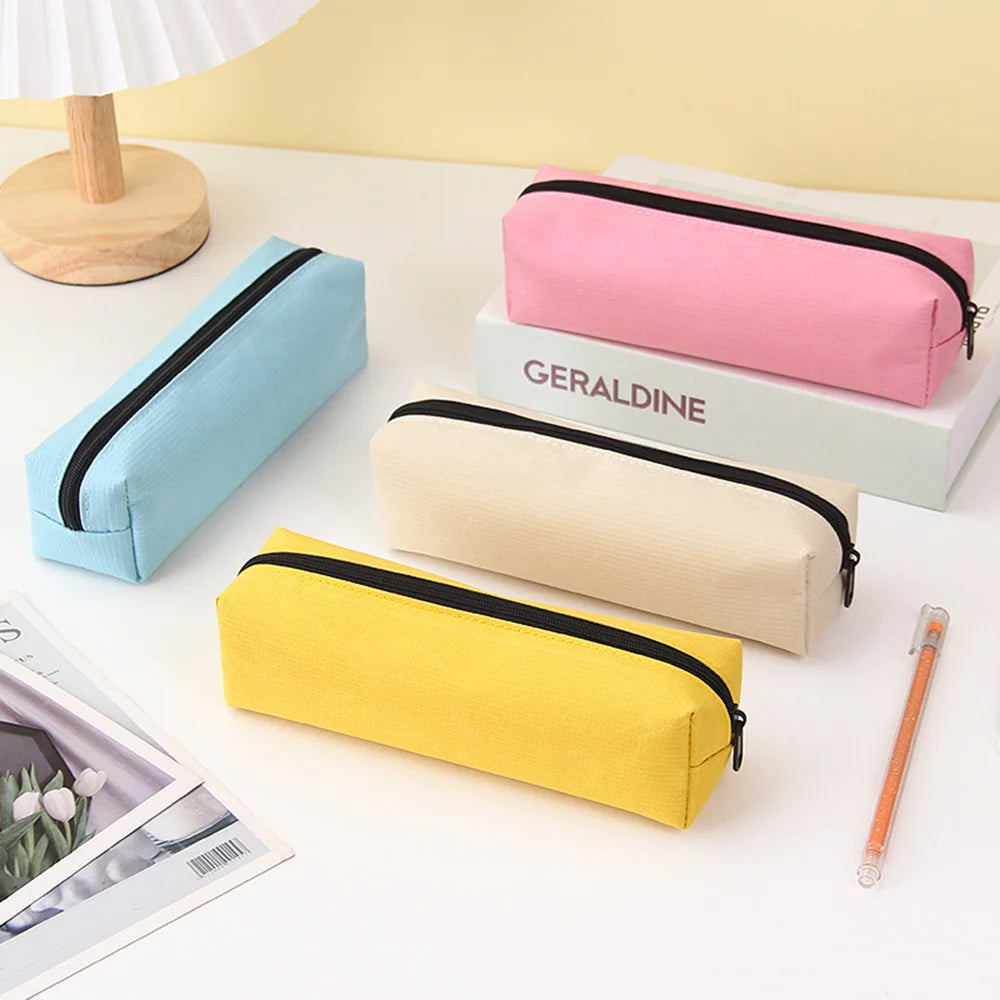 Pencil Case Black Stationery Trousse Scolaire Pencil Pouch School Supplies Solid Color Pencilcase School Pencil Cases