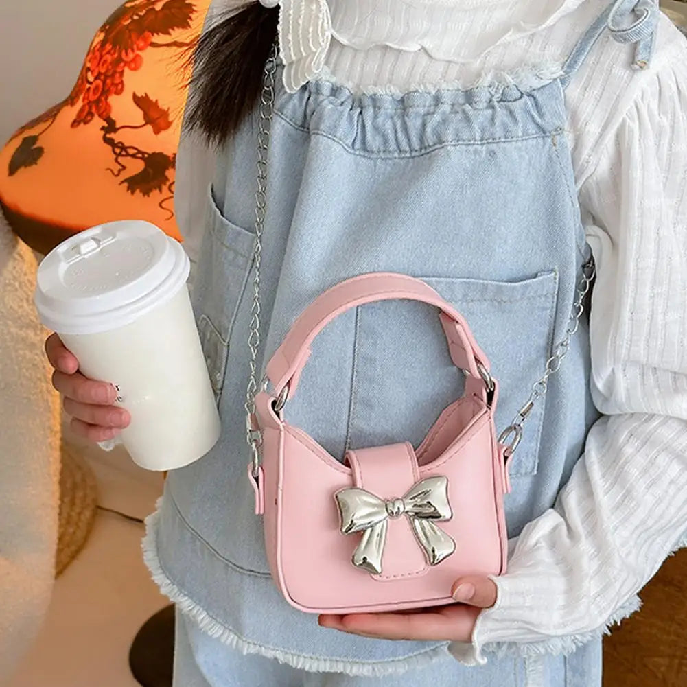 Korean Style Girl Princess Bag Cute Sweet Bow Chain Crossbody Bags for Girls Bowknot Hand Bags Toddler Purses and Handbags Gift