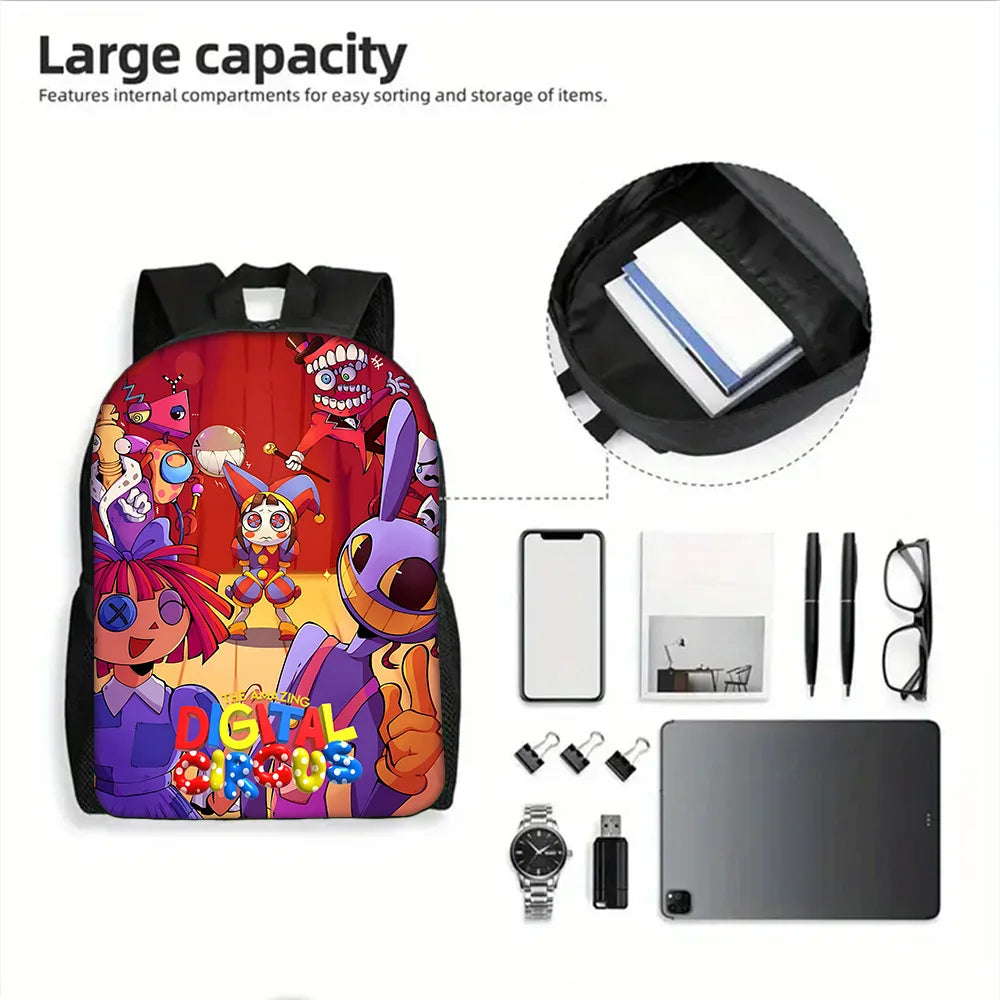 Cartoon A-AmazingS DigitalS Circus Child School Backpack with Lunch Bags ,Pencil Bags ,School Bags for Boys Girls Best Gift