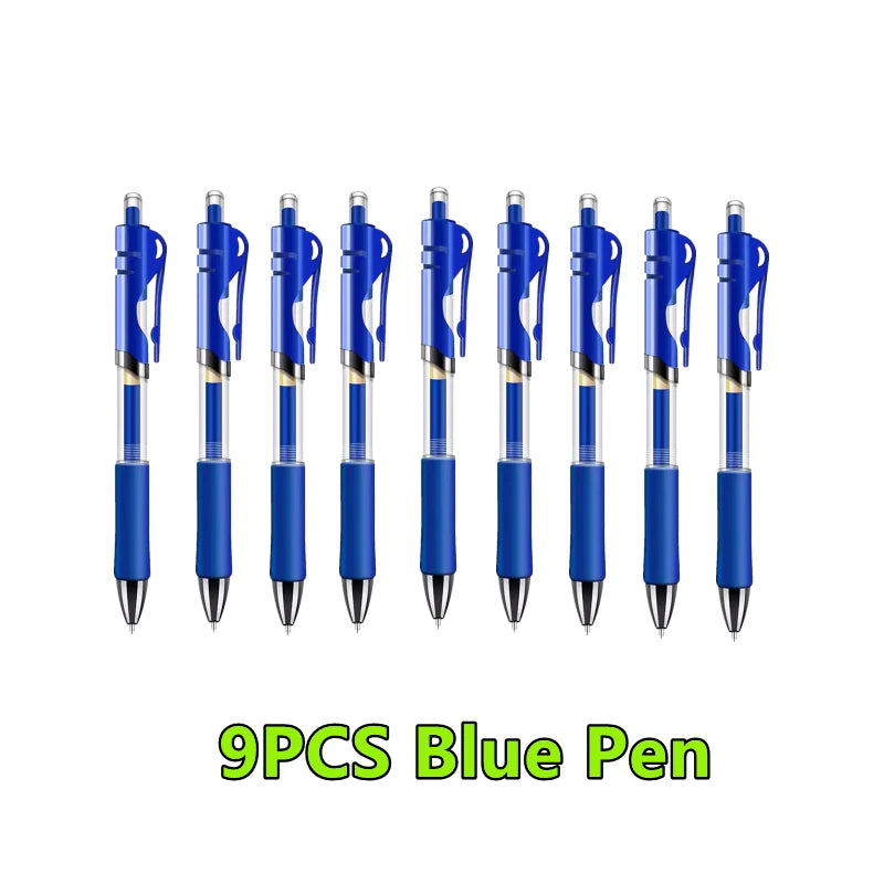 1-12PCS Retractable Red Blue Black Ink Gel Pens Colored Aesthetic Stationery Pen Supplies Ballpoint Office Pencil Writing School