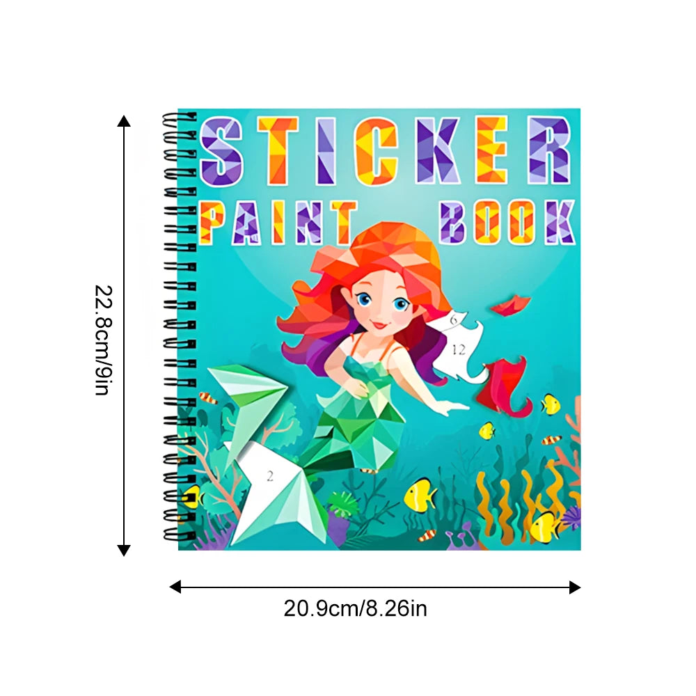 1-6PCS Sticker Book For Kids Unicorn Sticker Paint Book Mermaid Children's Sticker By Number For Birthday Gift Girls Stationery