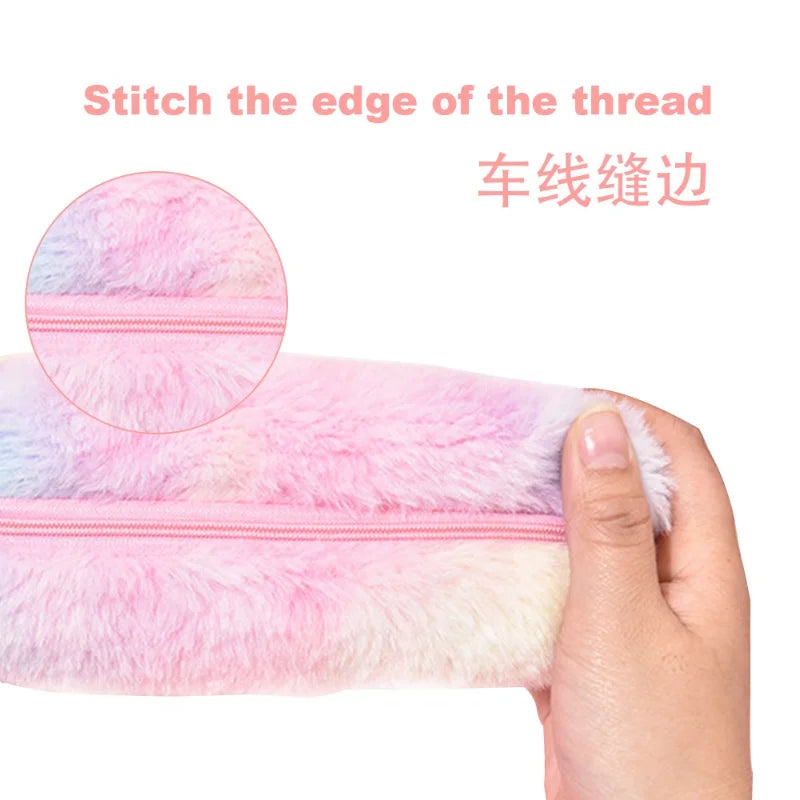 Kawaii Plush Pencil Case Cute Pen Box Large Capacity for Girls Storage Bag Student School Office Supplies Stationery