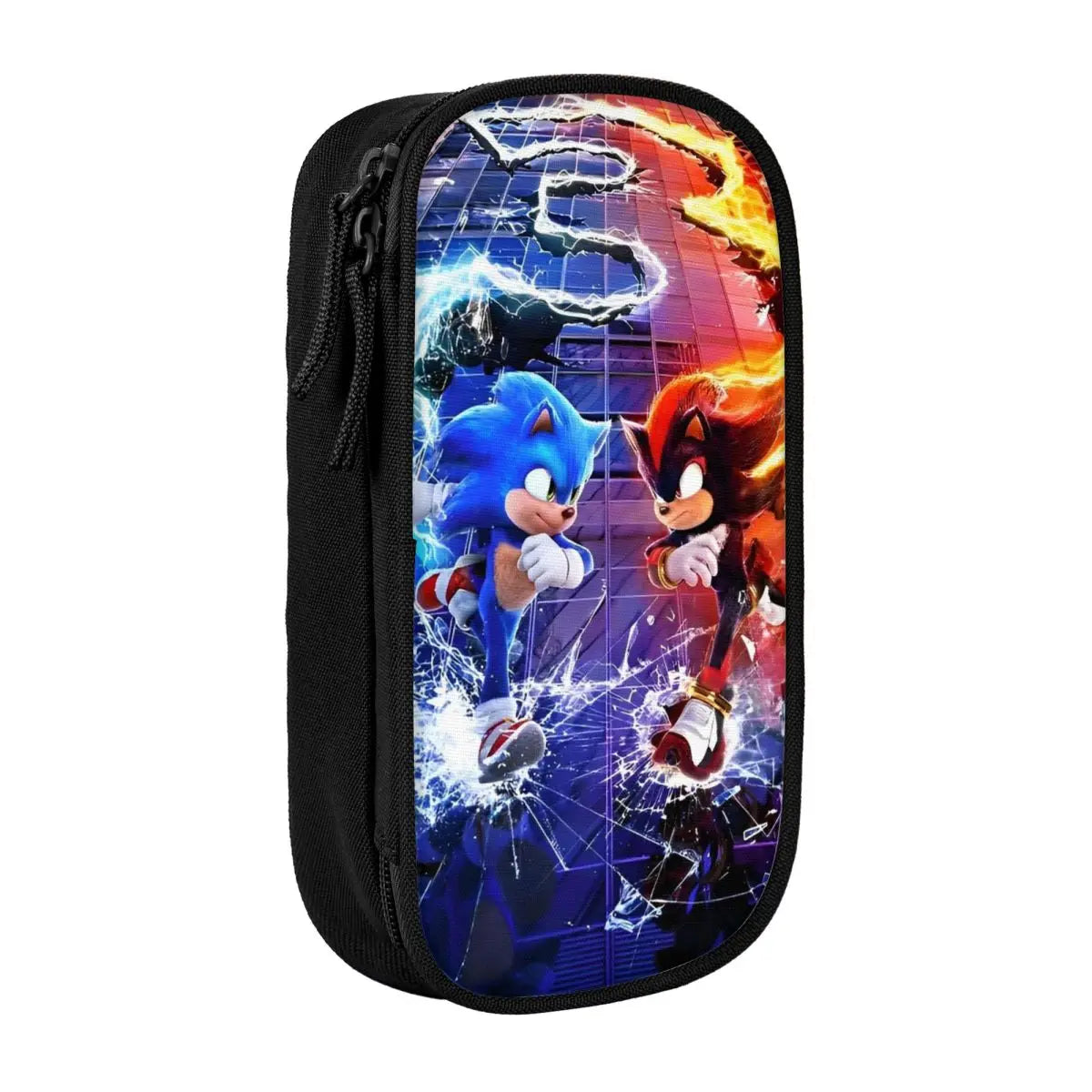 Cartoon Pencil Cases Cute Blue Hedgehogs Shadow  Pen Box Bags Student Large Storage School Supplies Zipper Pencilcases