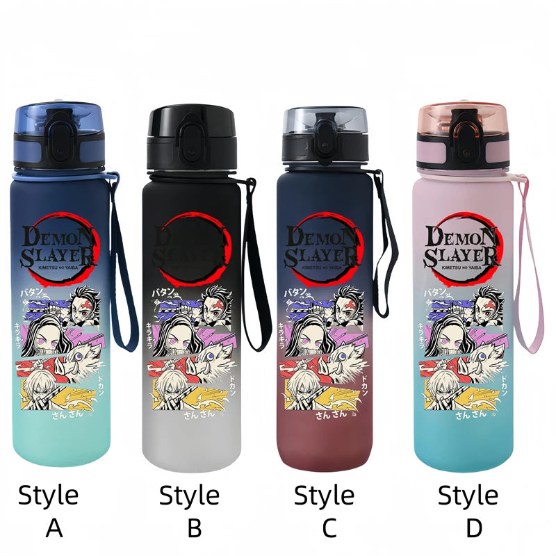 Demon Slayer 650ml Cartoon Characters Portable Water Cup Large Capacity Outdoor Sports Plastic Leak-proof Water Bottle Gift