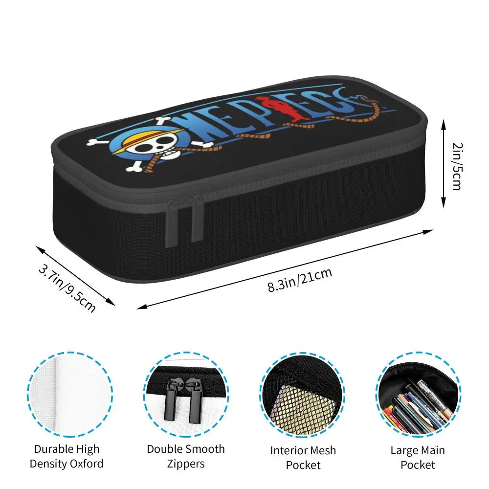 Custom One P-Pieces Cute Pencil Case Boys Girls Large Capacity Straw Hat Pirates Skull Pencil Bag Students Stationery