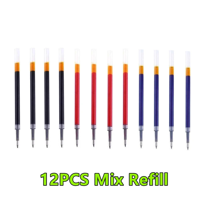 1-12PCS Retractable Red Blue Black Ink Gel Pens Colored Aesthetic Stationery Pen Supplies Ballpoint Office Pencil Writing School
