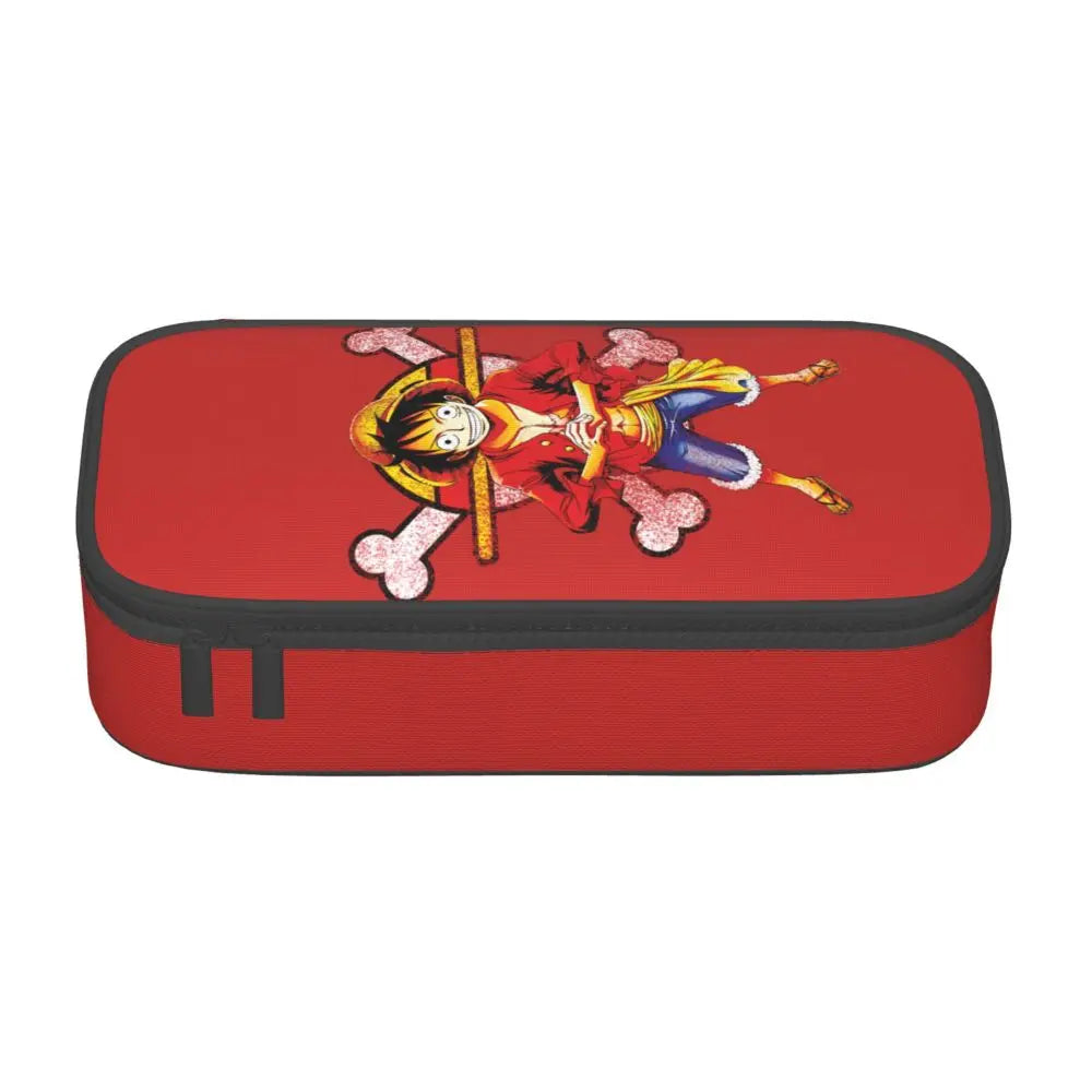 Custom One P-Pieces Cute Pencil Case Boys Girls Large Capacity Straw Hat Pirates Skull Pencil Bag Students Stationery