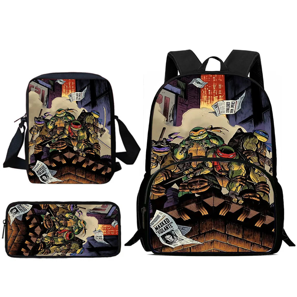 Child Backpacks Shoulder Bag Pencil Case Pupil Large Capacity For N-ninjas Turtless School Bags for Boys Girls Best Gift