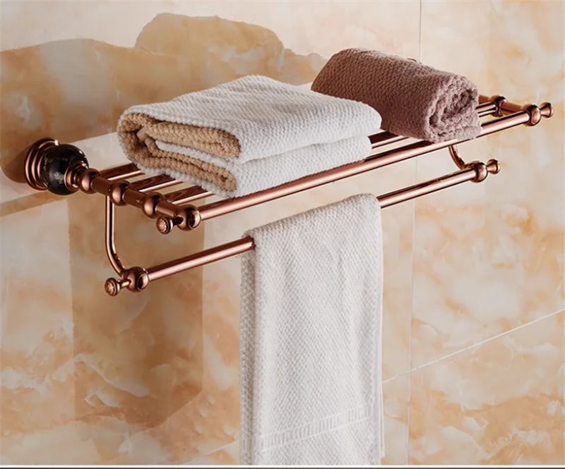 Bathroom Accessories Bath Shelf Rose Gold Paper Holder,Towel Bar,Soap Holder,Towel Rack,Glass Shelf,Hook bathroom Hardware Brass