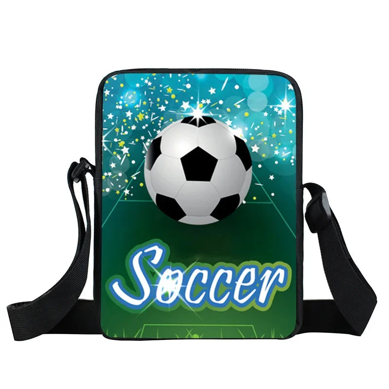 Cool Footbally / Soccerly Print Messenger Bag Girls Boys Handbags Children Shoulder Bag for Travel Kids Satchel Bookbags