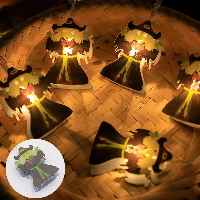 Halloween Led Lights String Twinkle Party Festoon Light Decoration Skull Pumpkin Bat Outdoor Lights Garland Street Portable
