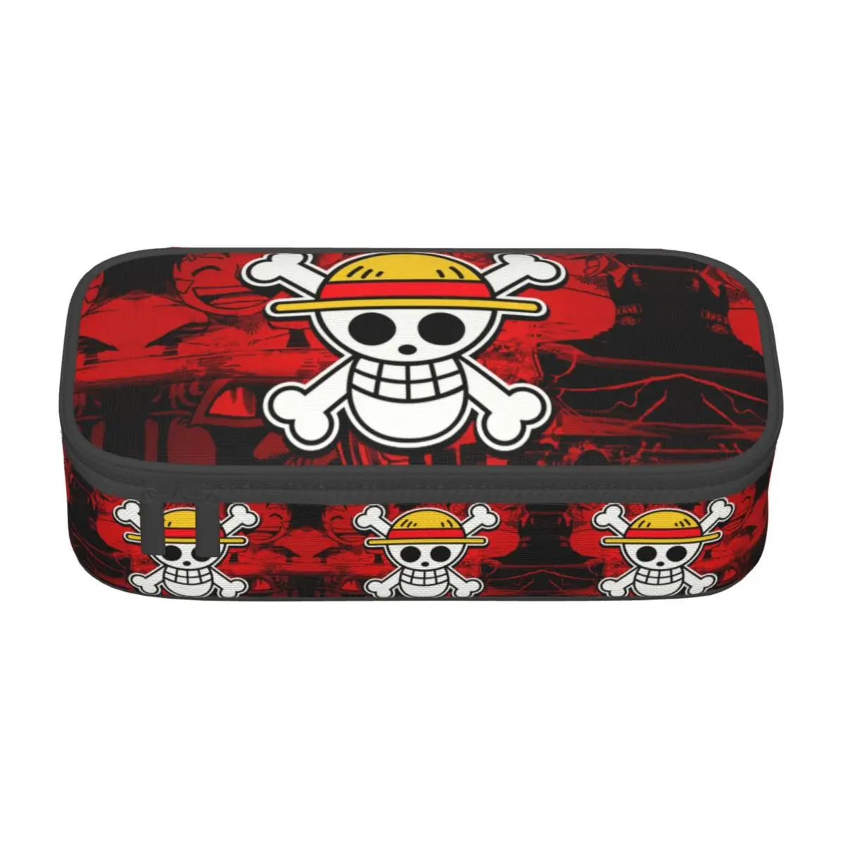 Custom One P-Pieces Cute Pencil Case Boys Girls Large Capacity Straw Hat Pirates Skull Pencil Bag Students Stationery