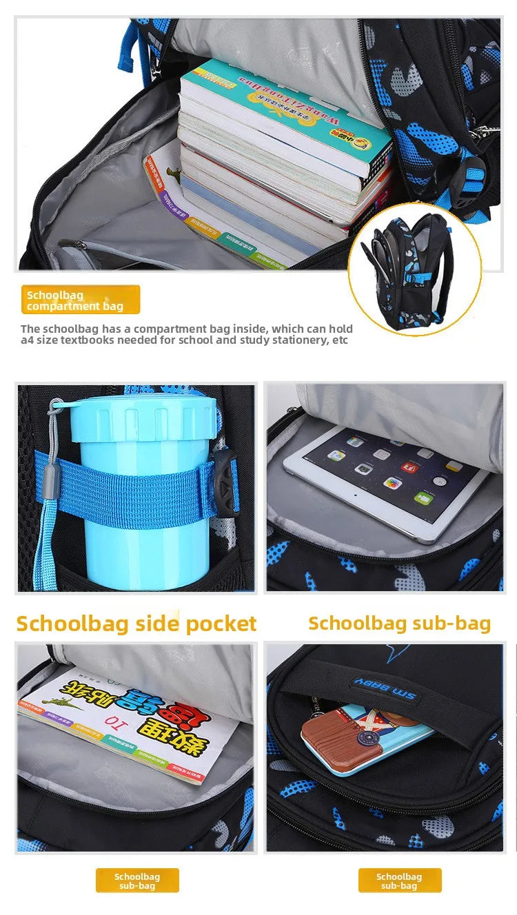 Waterproof Lightweight School Backpack for Kids 6-12 Years Durable Large Capacity Student Bookbag Boys Girls254