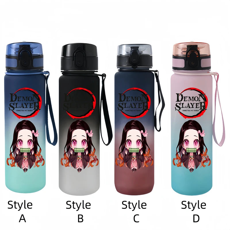Demon Slayer 650ml Cartoon Characters Portable Water Cup Large Capacity Outdoor Sports Plastic Leak-proof Water Bottle Gift