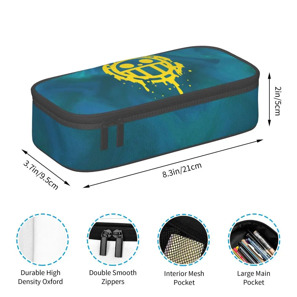 Custom One P-Pieces Cute Pencil Case Boys Girls Large Capacity Straw Hat Pirates Skull Pencil Bag Students Stationery