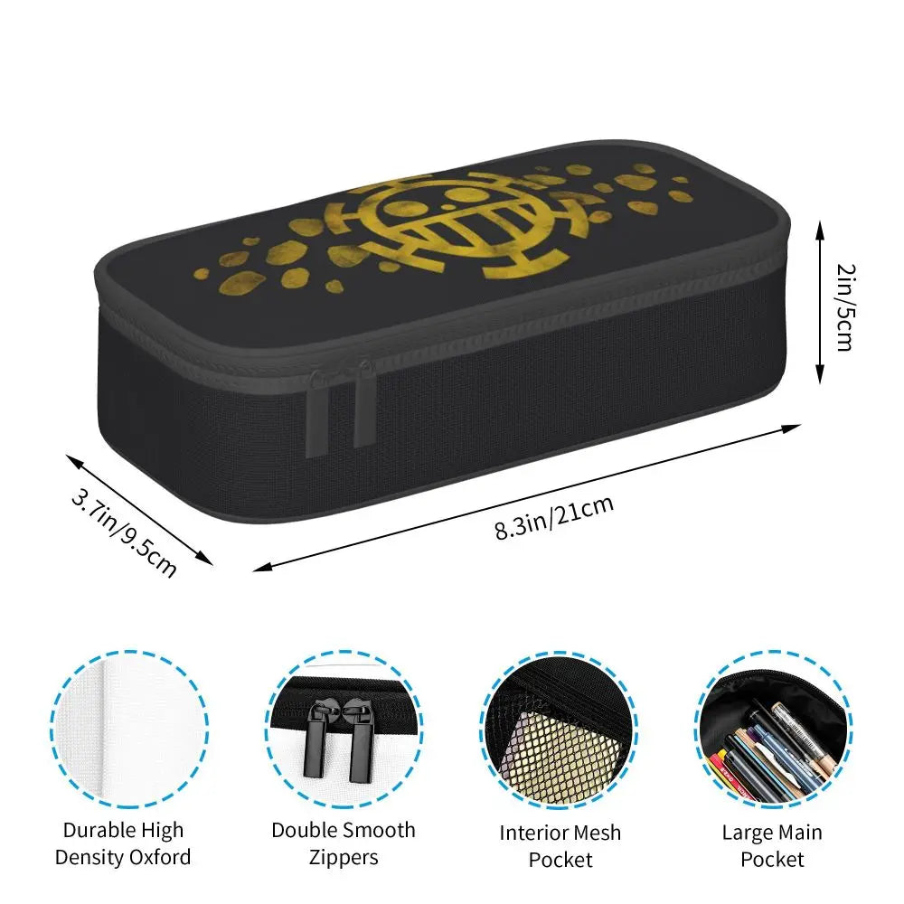 Custom One P-Pieces Cute Pencil Case Boys Girls Large Capacity Straw Hat Pirates Skull Pencil Bag Students Stationery