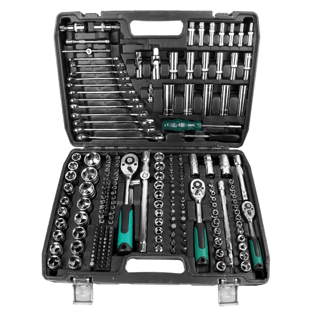 Set di 227 chiavi a bussola, chiave dinamometrica a cricchetto, kit combinato per riparazione auto, 1/4, 3/8, 1/2, chiave a cricchetto, cacciavite, inserti, utensile manuale