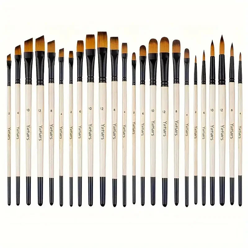 36pcs Premium Artist Paint Brush Set - Versatile Nylon Bristle Brushes For Acrylic, Oil & Watercolor - Includes Round, Filbert,