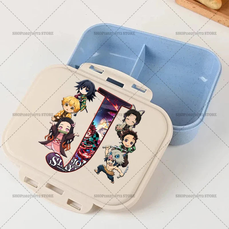 Demon Slayer Lunch Box Anime Letter A-Z Food Storage Containers Kids School Picnic Bento Boxes Office Dinner Case Boy Girl Gift