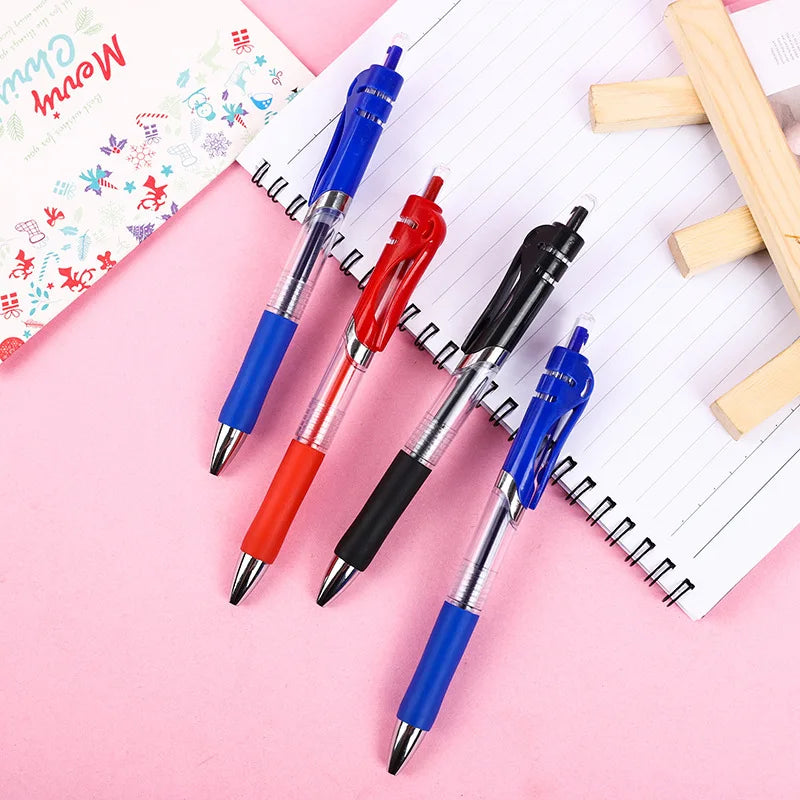 1-12PCS Retractable Red Blue Black Ink Gel Pens Colored Aesthetic Stationery Pen Supplies Ballpoint Office Pencil Writing School