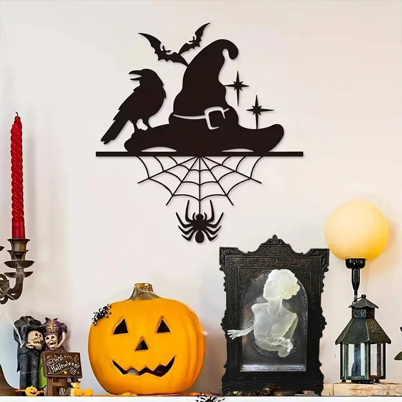 Halloween Ghost in The Mirror Wall Sculpture Horror Devil's Hand Luminous Resin Crafts Statue Creative Home Photo Frame