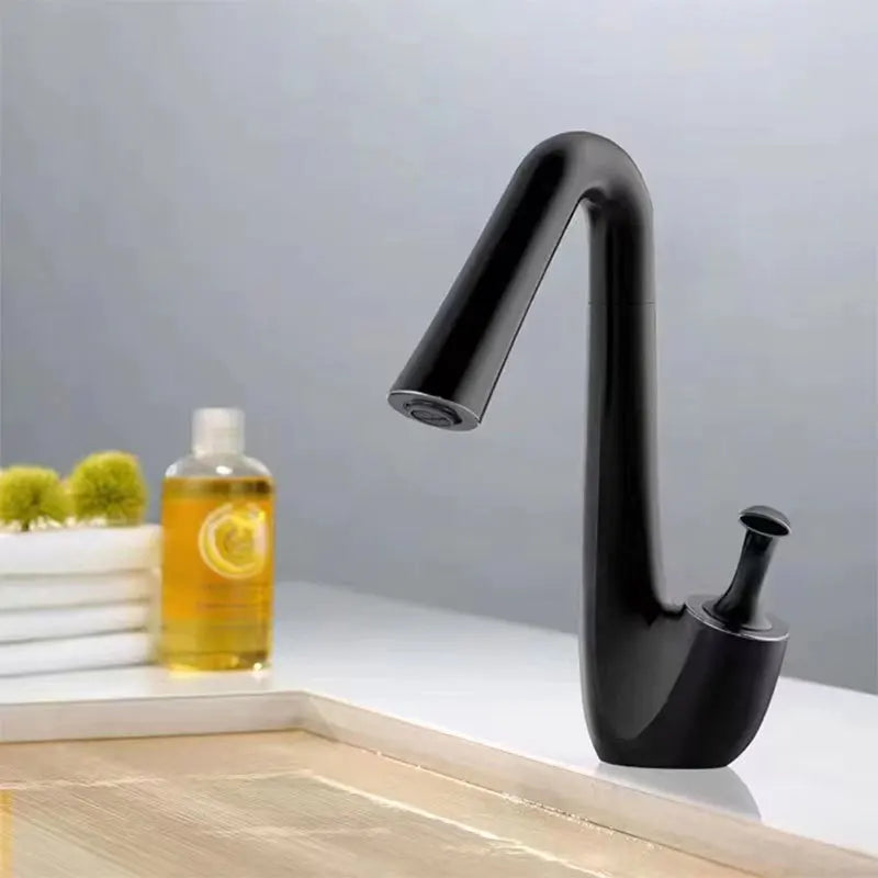 New Arrival Basin Faucet Hot and Cold Bathroom Single Lever Brass Black Rose Gold Rotation Sink Mixer Tap Decked
