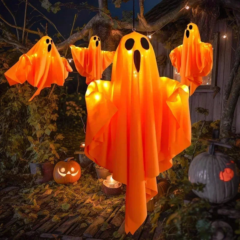 Halloween Decoration LED Hanging Light Emitting White Ghost DIY Styling Light Horror Indoor Party Decoration Atmosphere Light