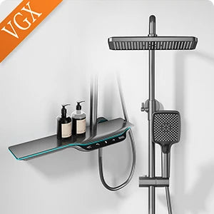 VGX Shower System Set Bathroom Shower Faucet Set 3-way Rainfall Shower Set Shower Mixer Crane with Hand Shower Set Grey White