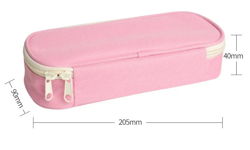 1 Piece Simplicity Student Pencil Case Creative Fashion Solid Color Pencil Bag High Capacity Canvas Stationery Storage Bag