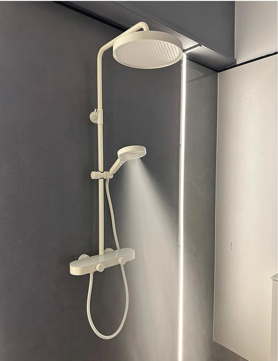 VGX Shower System Set Bathroom Shower Faucet Set 3-way Rainfall Shower Set Shower Mixer Crane with Hand Shower Set Grey White