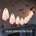 Halloween White Cloth Ghost LED String Lights Indoor Window Fireplace Spooky Party Hanging Decor Fairy Lamp