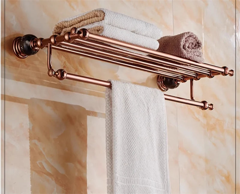 Bathroom Accessories Bath Shelf Rose Gold Paper Holder,Towel Bar,Soap Holder,Towel Rack,Glass Shelf,Hook bathroom Hardware Brass