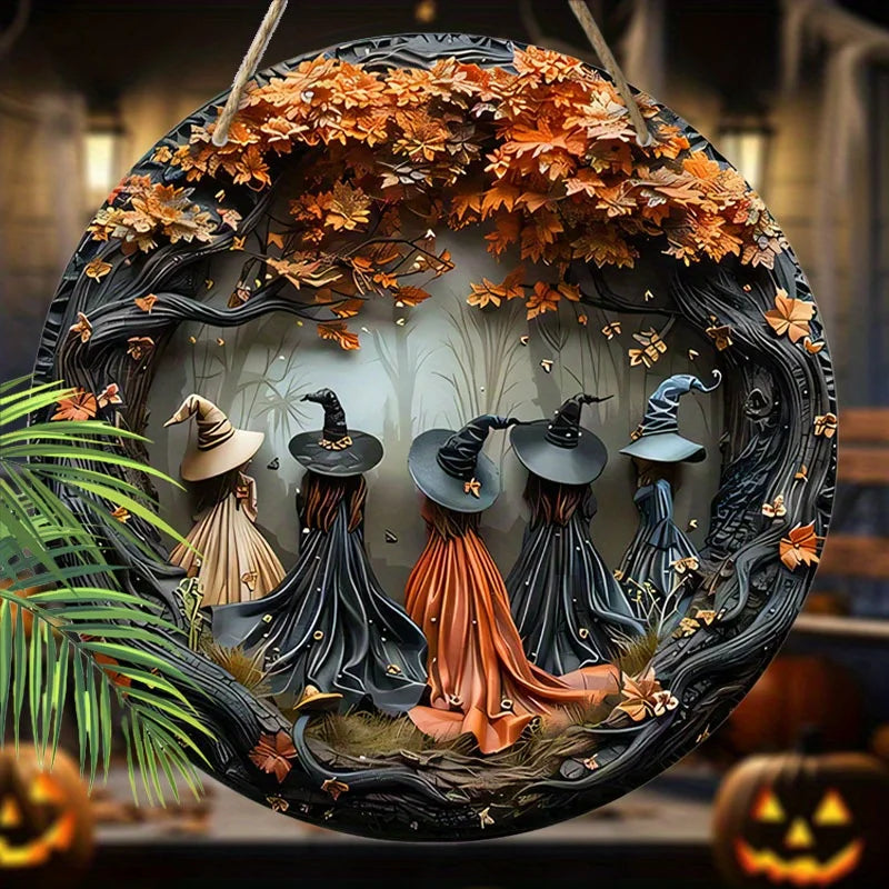 Halloween Gothic Witch Wooden Hanging Tag Halloween Jungle Fun Home Decor Horror Elements Wooden Hanging Decor Halloween Party