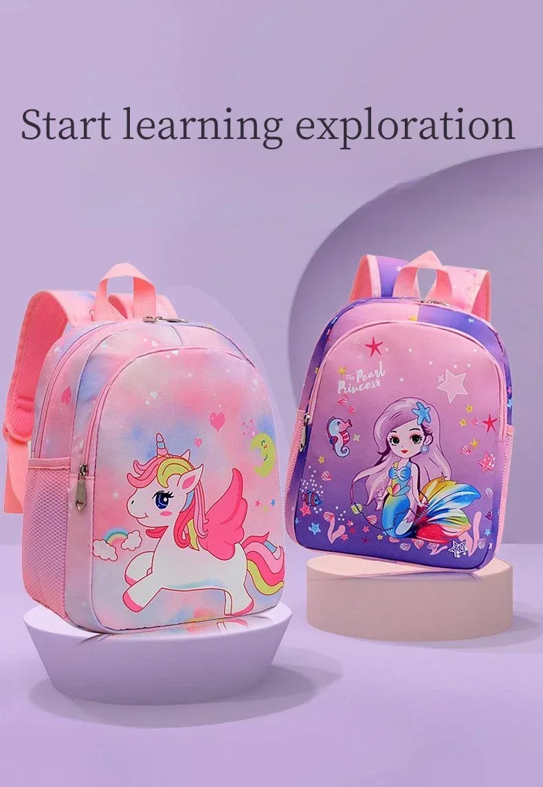 New Children Backpack Cartoon Cute Unicorn Mermaid Print Schoolbag Kindergarten Lightweight Schoolbag
