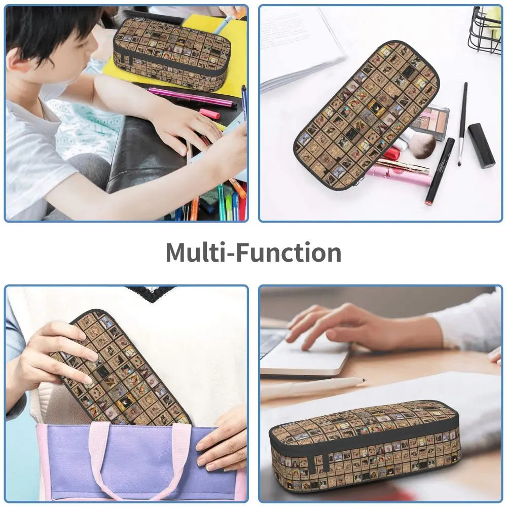 Custom One P-Pieces Cute Pencil Case Boys Girls Large Capacity Straw Hat Pirates Skull Pencil Bag Students Stationery
