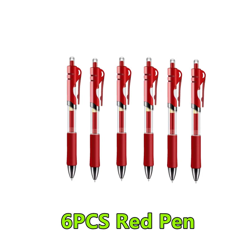 1-12PCS Retractable Red Blue Black Ink Gel Pens Colored Aesthetic Stationery Pen Supplies Ballpoint Office Pencil Writing School