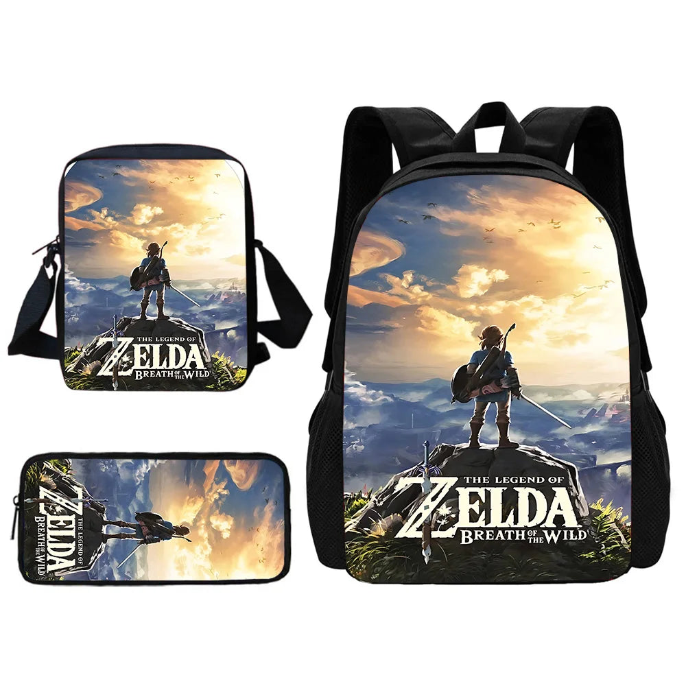 Child School The Legends of Zeldas Backpack with Lunch Bags ,Pencil Bags ,School Bags for Boys Girls Best Gift
