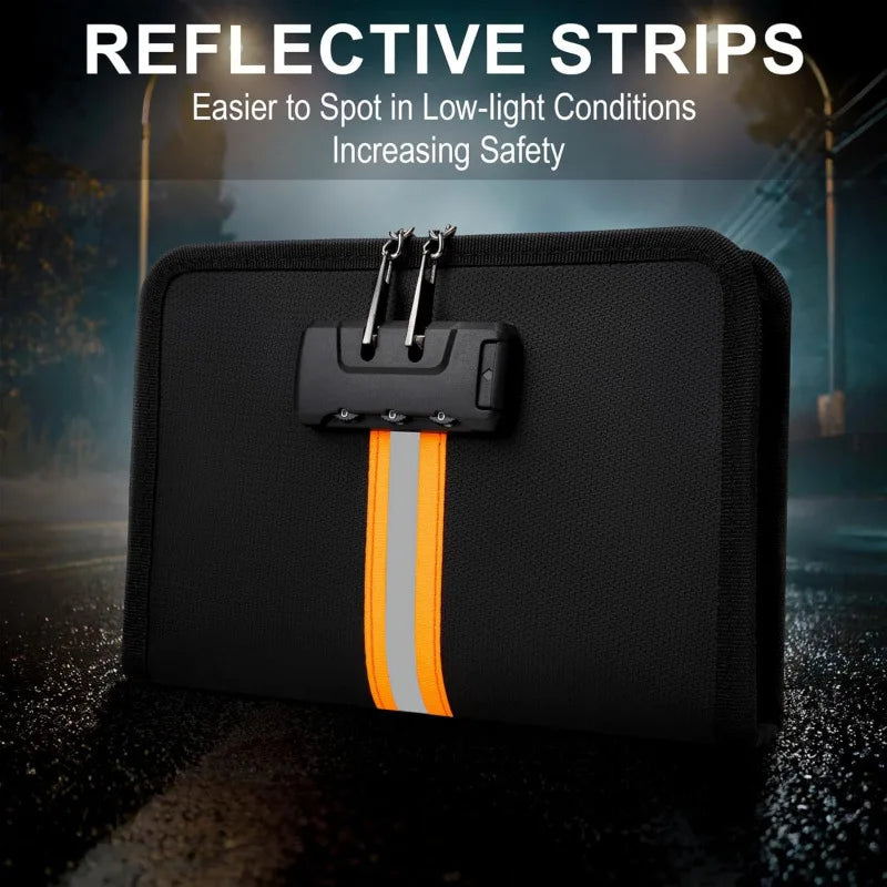 Portable File Bag Waterproof Fireproof Document Bag with Zipper Combination Lock Certificates Money Cards Safety Bag Protect