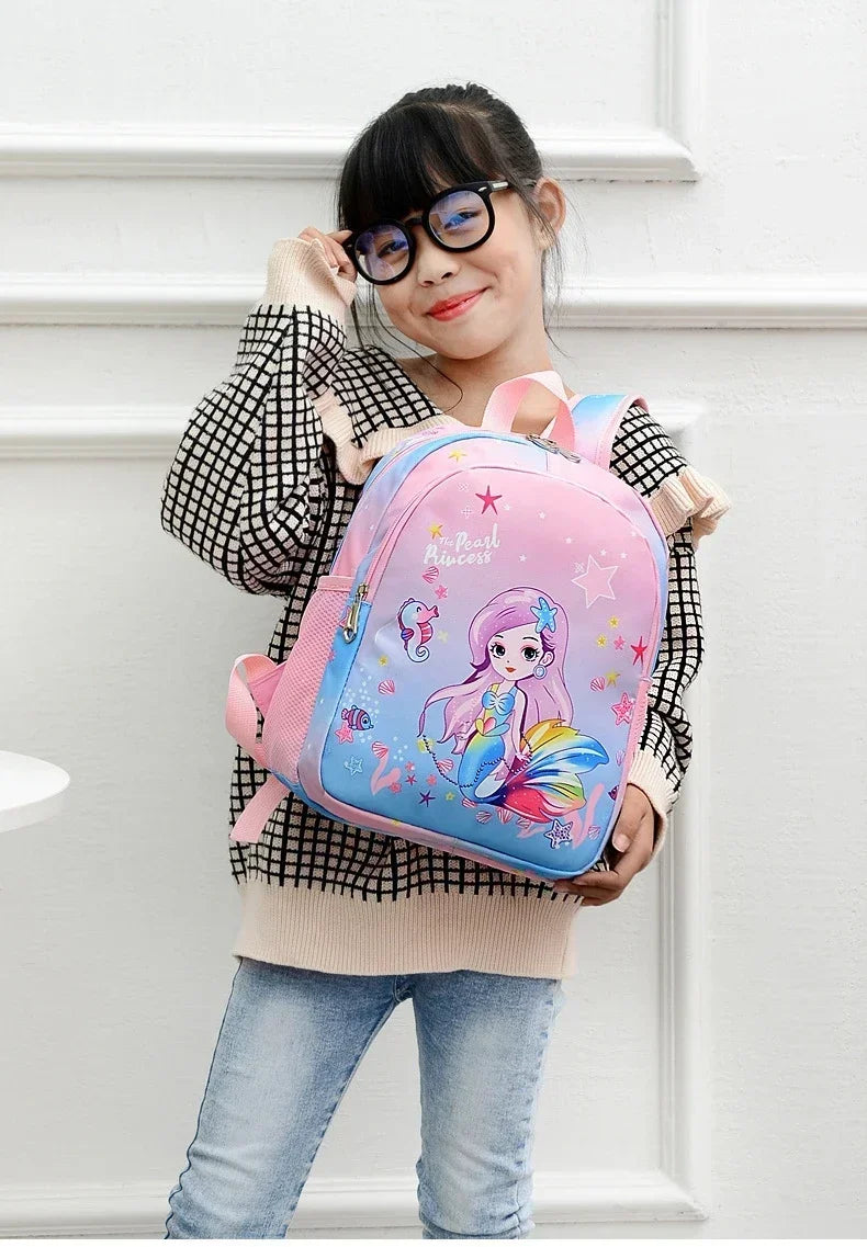 New Children Backpack Cartoon Cute Unicorn Mermaid Print Schoolbag Kindergarten Lightweight Schoolbag