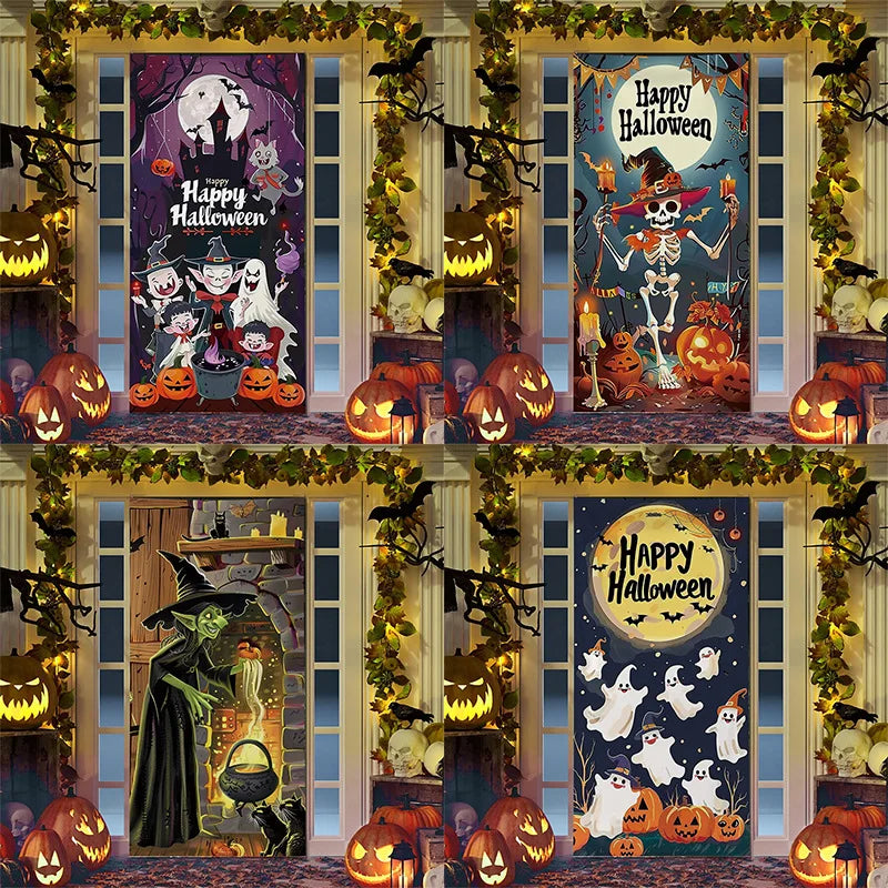 Halloween Decoration Door Curtain Cartoon Ghost Pumpkin Reindeer Home Horry Hanging Ornament Dream Party Entrance Navidad