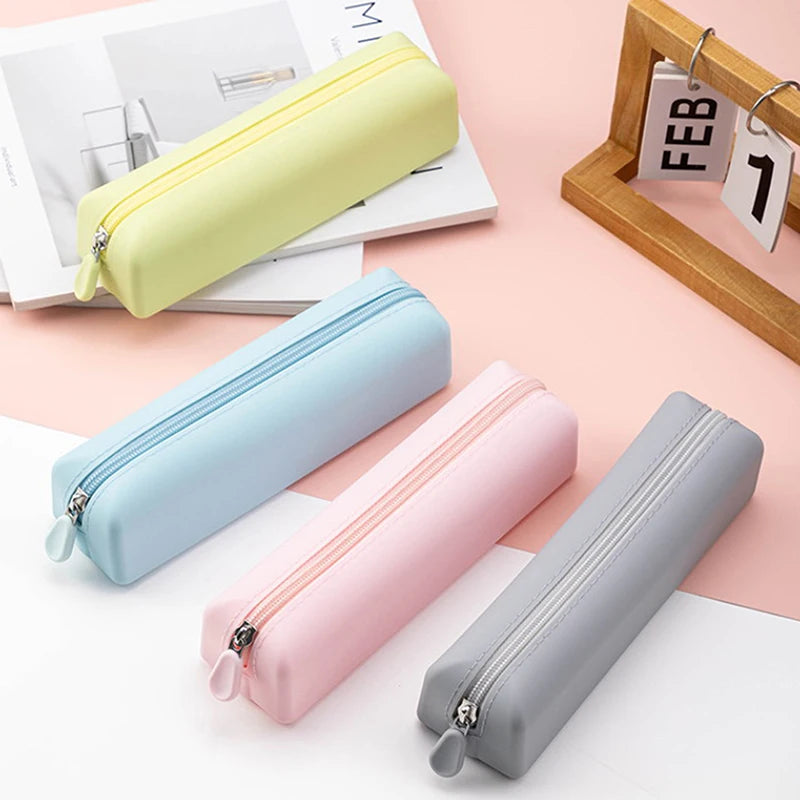 Soft Silicone Pencil Case Creative Zipper Pen Bag Waterproof Large Storage Bag For School Organizer Supplies